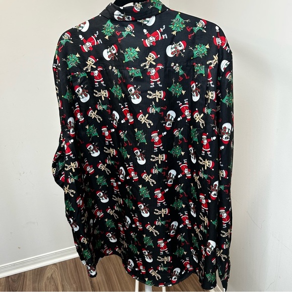Christmas Button Up Long Sleeve Dress Shirt Santa Snowman Elf George Mens 2XL - Picture 2 of 10